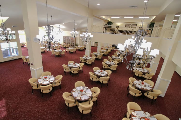 The dining room at Mulligan Park set for mealtime