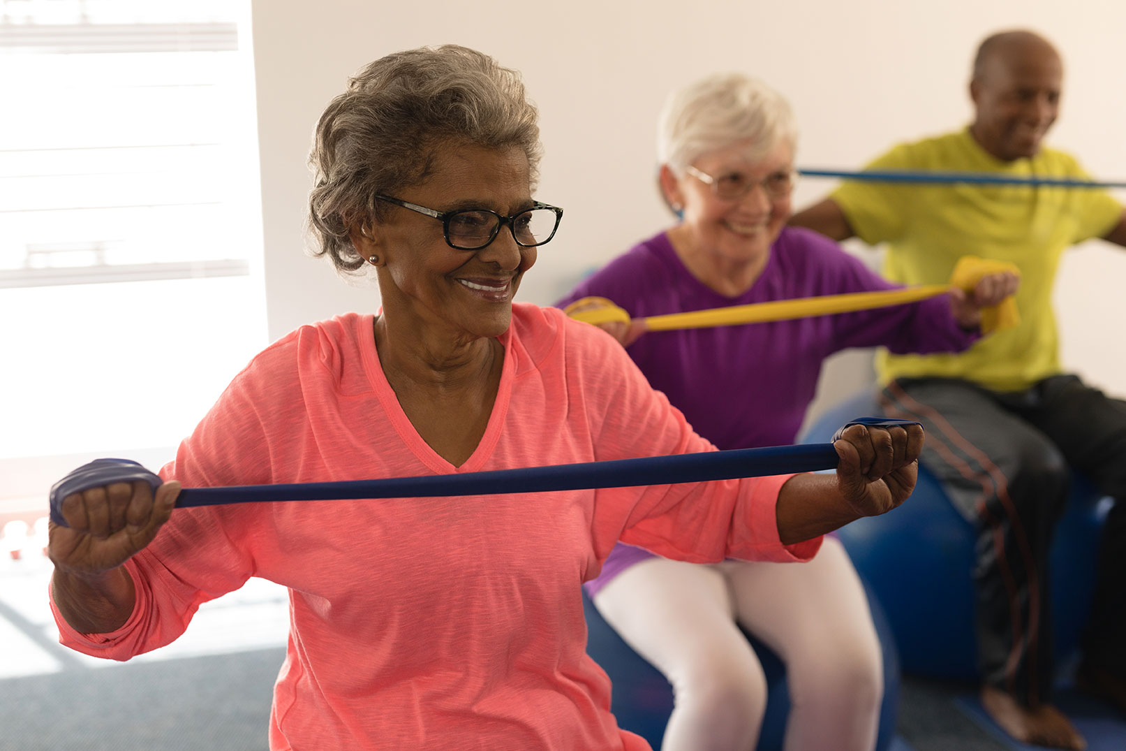 Residents taking part in an exercise class at Mulligan Park